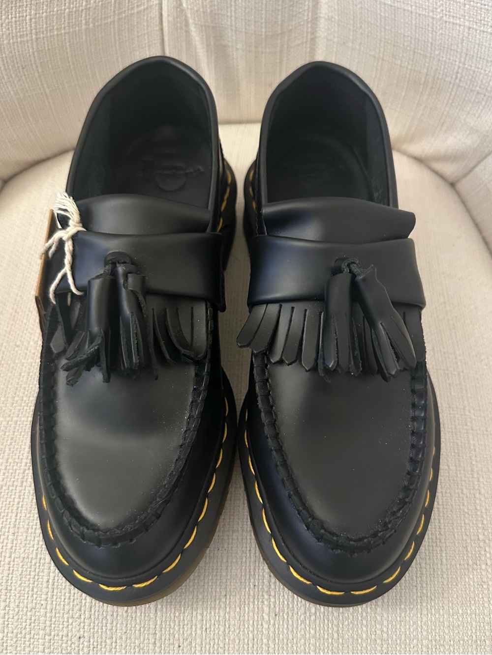 NEW Womens 6 Dr. Martens Adrian Quad Black Leather Tassel Fringe Loafers